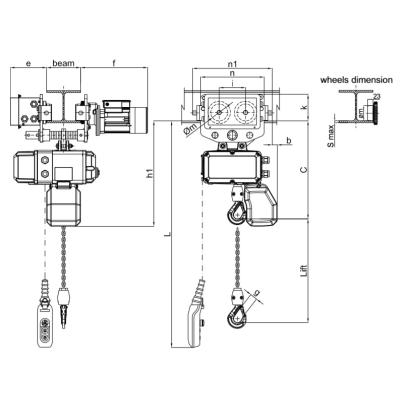 Wciągnik elektryczny elektryczny przejezdny wózek jednobiegowy MH/3 125 - 2000kg