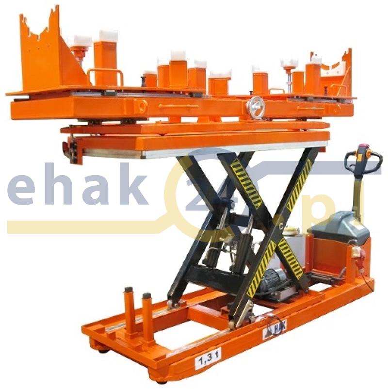 Wózek elektryczny nożycowy do montażu podzespołów pojazdów