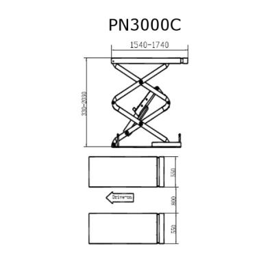 Podnośnik elektrohydrauliczny PN3000 nożycowy dwuprogowy 