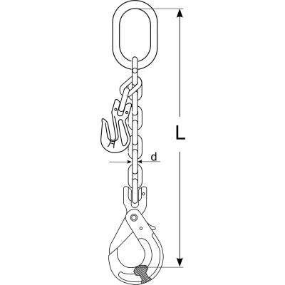 Zawiesia łańcuchowe 1-cięgnowe z hakiem bezpiecznym z regulacją długości