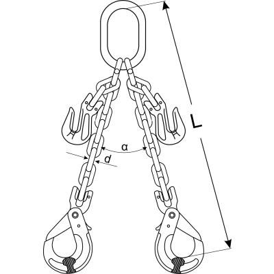 Zawiesia łańcuchowe 2-cięgnowe z hakami bezpiecznymi z regulacją długości