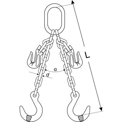 Zawiesia łańcuchowe 2-cięgnowe z hakami kontenerowymi z regulacją długości
