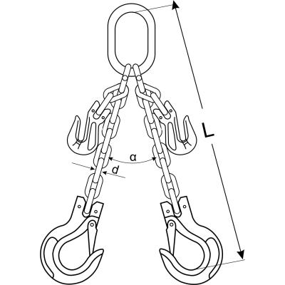 Zawiesia łańcuchowe 2-cięgnowe z hakami z regulacją długości